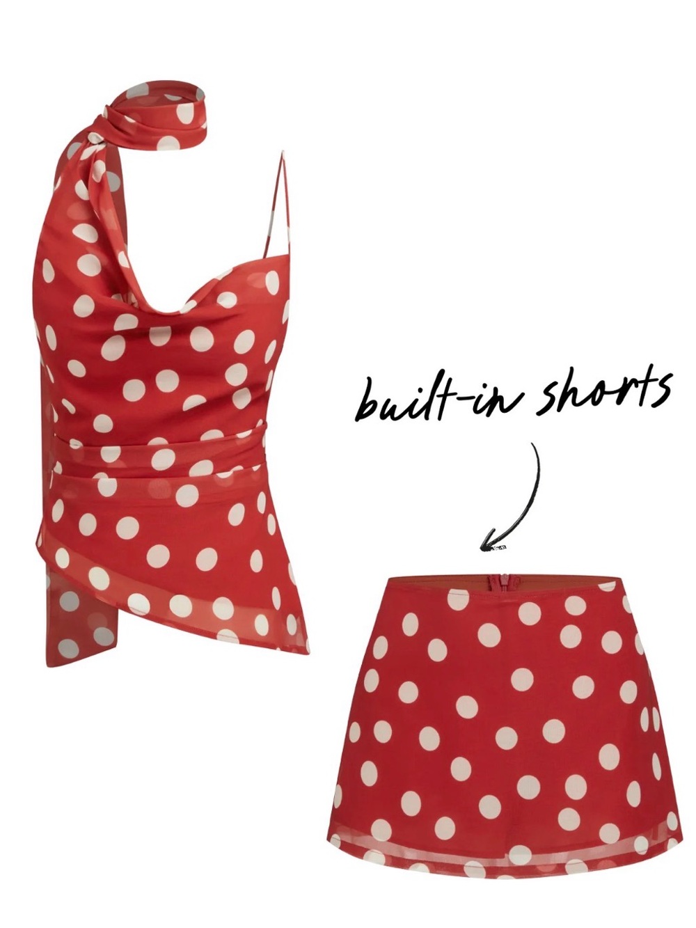 Cider Red and White Polka Dot Mini Skirt